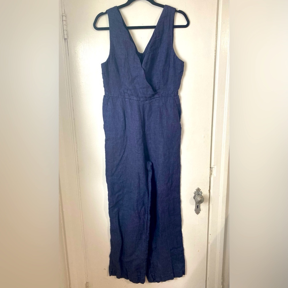 Women’s Blue Linen Jumpsuit